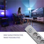 Qoltec prepäťová ochrana Quick Switch (5 zásuviek), vypínač, sivá, 1,8m