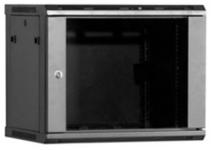 Rack skriňa Linkbasic 19" 9U/450mm, čierna, sklenené dvere