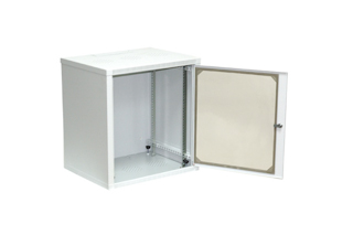 Rack skriňa Netrack 19" 12U/450mm, šedá, sklenené dvere