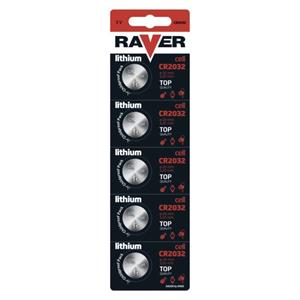 RAVER CR2032, lítiová gombíková batéria, 5 ks
