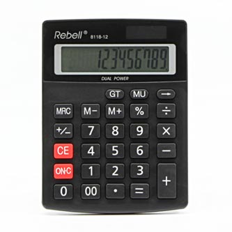 Rebell RE-8118-12 BX kalkulačka stolná, čierna