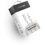 RhinoTech kábel s nylonovým opletom USB-A na Lightning 2,4A 1M, biely