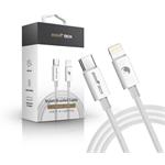 RhinoTech kábel s nylonovým opletom USB-A na Lightning 2,4A 1M, biely