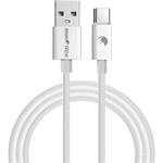 RhinoTech kábel s nylonovým opletom USB-A na USB-C 27W 1M, biely