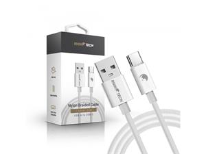RhinoTech, kábel s nylonovým opletom USB-A na USB-C 27W, 1m, biely