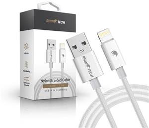 RhinoTech kábel s nylonovým opletom USB-C na Lightning 27W 1M, biely