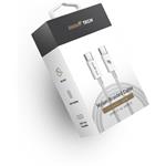 RhinoTech kábel s nylonovým opletom USB-C na USB-C 60W 1M, biely