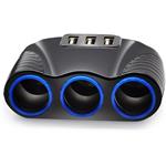 rozbočovač do autozapaľovača 3xCL 120W s nabíjačkou 3x USB 3,1A s káblom