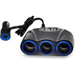 rozbočovač do autozapaľovača 3xCL 120W s nabíjačkou 3x USB 3,1A s káblom