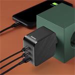 rýchla nabíjačka 2x USB-C, USB-A, PD/QC 65 W, čierna