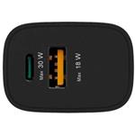 rýchla nabíjačka USB-C, USB-A, PD/QC 30 W, čierna