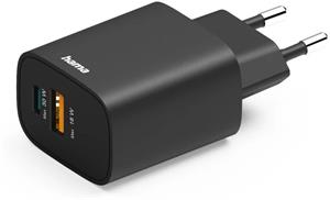 rýchla nabíjačka USB-C, USB-A, PD/QC 30 W, čierna