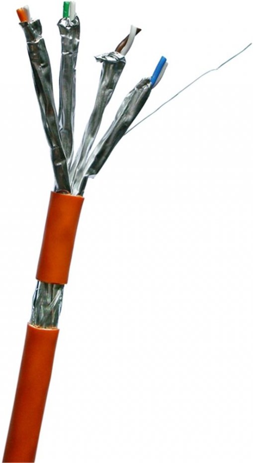S-FTP 8 žilový kábel, Cat7, drôt, 1.0m, metráž, oranžový