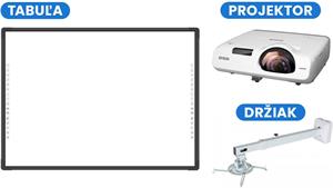 Sada interaktívna projektora, 82" tabule a držiaku