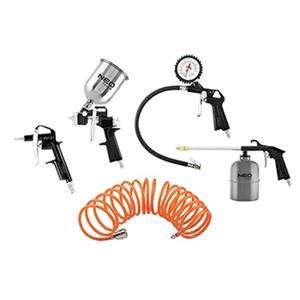 Sada pištolí 5 ks, 14-699, 216 ks, pištoľ na hustenie pneumatík s manometrom, NEO TOOLS