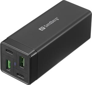 Sandberg 4v1 nabíjačka 2x USB-C, 2x USB 65W, čierna