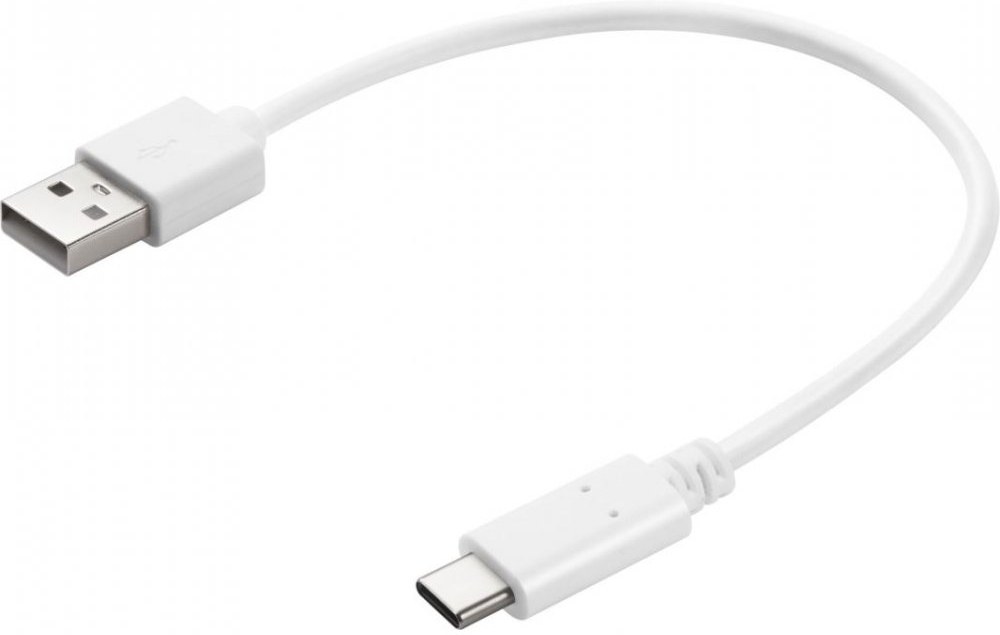 Sandberg kábel USB 3.0 na USB-C M/M, prepojovací, 0,2m biely