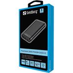 Sandberg Powerbank 20000mAh, USB-C PD 65W + 2x QC3.0, čierna