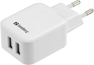 Sandberg USB AC nabíječka, 2 USB, 110-240V, 3400 mA, černo-bílá