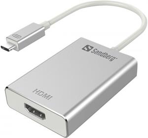 Sandberg USB-C na HDMI konvertor, strieborný