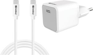 Sandberg USB-C nabíjačka + USB-C kábel 1 m, biela