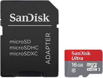 SanDisk Ultra microSDHC 16GB + adaptér