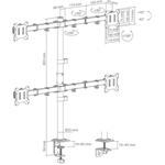 SBOX LCD-352/4-3, stolný držiak na 4 monitory, naklápací a otočný, 17"–32", čierny