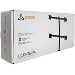 SBOX LCD-352/4-3, stolný držiak na 4 monitory, naklápací a otočný, 17"–32", čierny