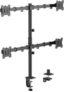 SBOX LCD-352/4-3, stolný držiak na 4 monitory, naklápací a otočný, 17"–32", čierny
