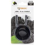 SBOX USB-A na Lightning kábel, lomený 90°, 1,5m, čierny