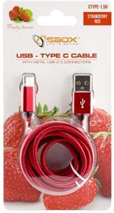 SBOX USB-A na USB-C kábel, 1,5m, červený