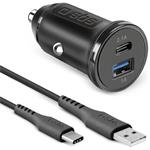 SBS Autonabíjačka s 2x USB-A + USB-C kábel, 12/24V, čierna