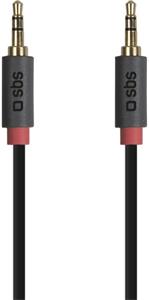 SBS AUX kábel 3.5mm jack, 1,5 m prepojovací, červená / čierna