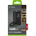 SBS, Kompresor Air Pro & PowerBank WILD gear 3600 mAh, so svetlom, čierna