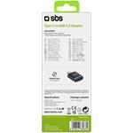 SBS redukcia USB-A samica/USB-C samec, čierna