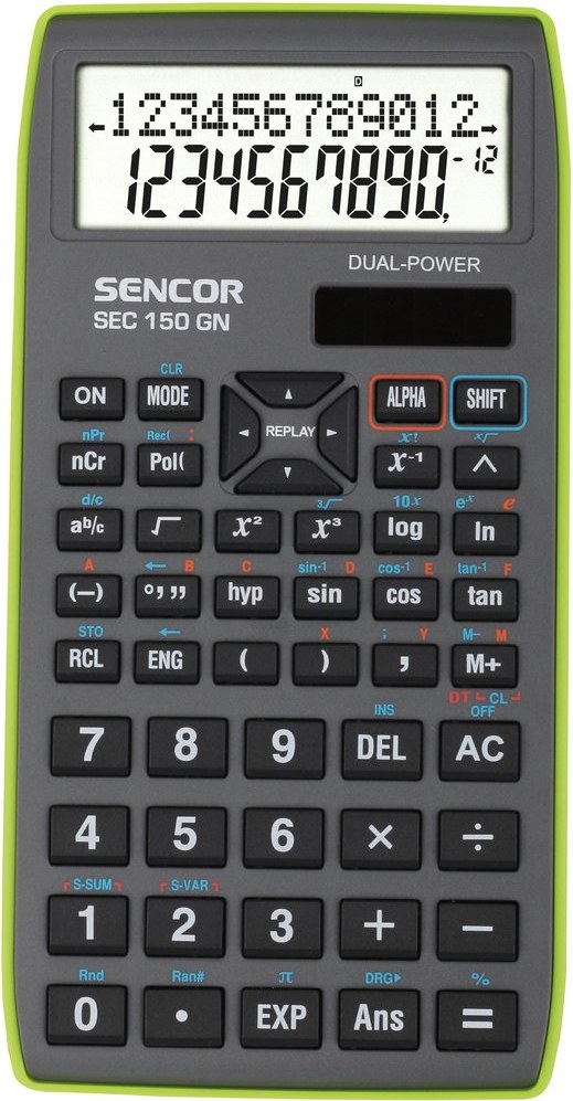 Sencor SEC 150 GN, kalkulačka vedecká, šedo-zelená