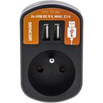 SENCOR SPC 70 BK, zásuvka s 2x USB