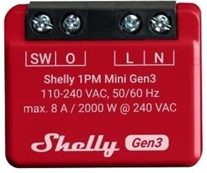 Shelly 1PM Mini Gen3, switch s meraním spotreby