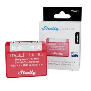 Shelly Wave 1PM Mini LR - spínací modul s meraním spotreby 1x 8A (Z-Wave Long Range)