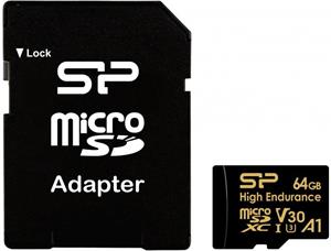 Silicon Power Golden Series High Endurance Micro SDXC, 64GB, adaptér