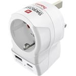 Skross cestovný adaptér, "EU to UK", 1x USB-A, 1x USB-C (PD), 20 W