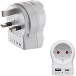 Skross cestovný adaptér, "EU to UK", 1x USB-A, 1x USB-C (PD), 20 W