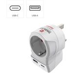 Skross cestovný adaptér, "EU to UK", 1x USB-A, 1x USB-C (PD), 20 W