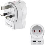 Skross cestovný adaptér, "EU to UK", 1x USB-A, 1x USB-C (PD), 20 W