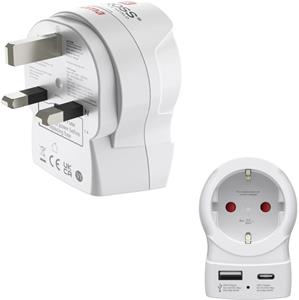 Skross cestovný adaptér, "EU to UK", 1x USB-A, 1x USB-C (PD), 20 W