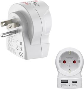 Skross cestovný adaptér "EU to US", 1x USB-A, 1x USB-C (PD), 20 W