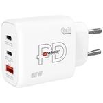 SKROSS DC57-PD65, USB A+C nabíjací adaptér Power Charger 65W GaN EU, Power Delivery, typ C