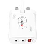 SKROSS DC57UK-PD65, USB A+C nabíjací adaptér Power Charger 65W GaN UK, Power Delivery, typ G