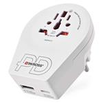 Skross World to Europe USB C20PD, cestovný univerzálny adaptér pre cudzincov do strednej Európy, 1×USB-C, 1×USB-A