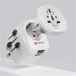 Skross World Travel Pro Light USB, cestovný adaptér, 3-pól., univerzál., 2xUSB-A
